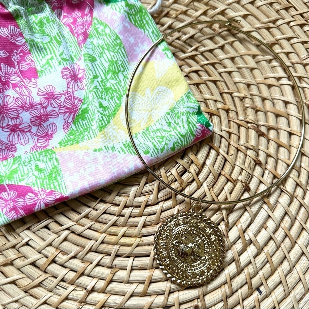 Lilly Pulitzer Medallion Choker Gold Tone Necklace